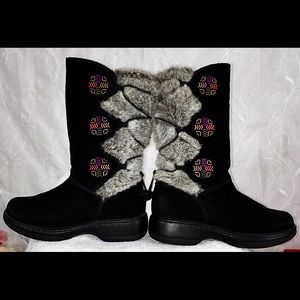 Dansko Suede & Fur (fake) Black Boots BEAUTIFUL!